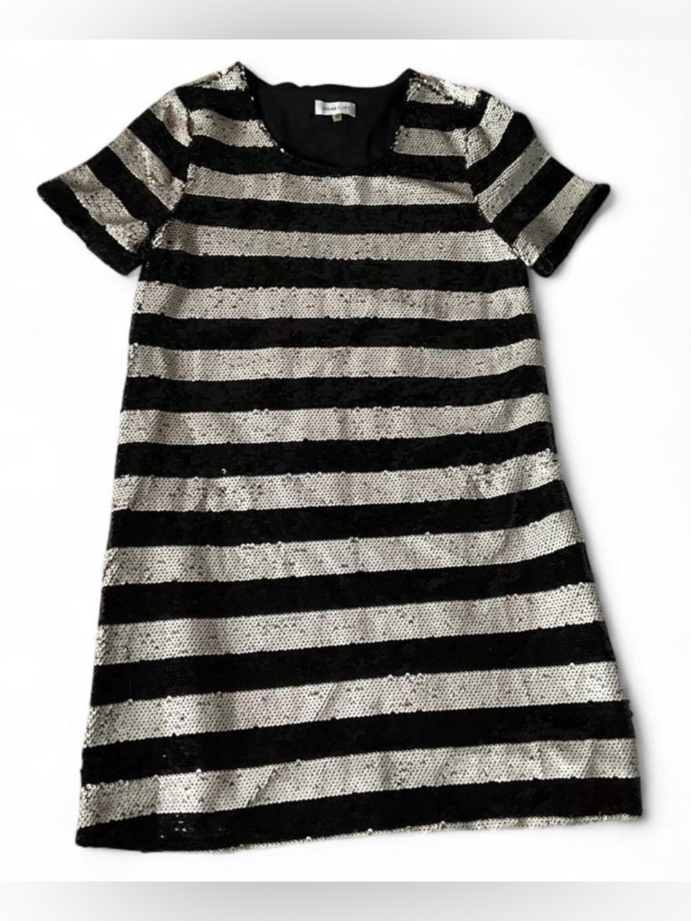 SUGAR LIPS Black and White Sequin Striped Dress